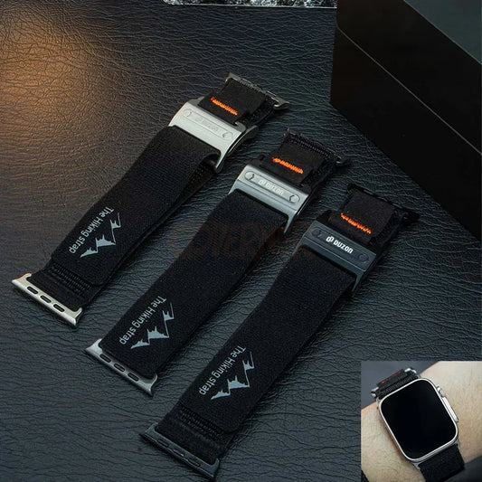 Duzon Nylon Loop Watch Band for Apple Watch β Double Velcro Strap with Magnetic Buckle (Compatible with Ultra/Series 10 to Series 1)