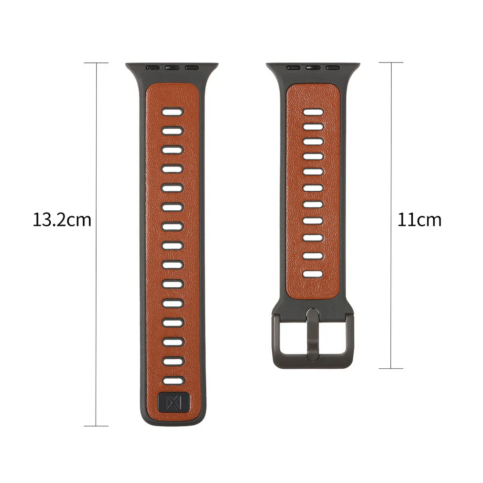 FusionBand Dual-Tone Leather Silicone Strap for Apple Watch – (44–49mm) | India