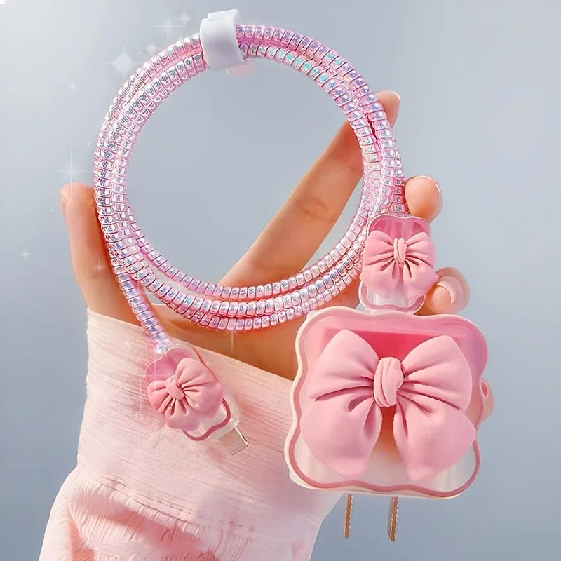 Peach Bow Charger Protector