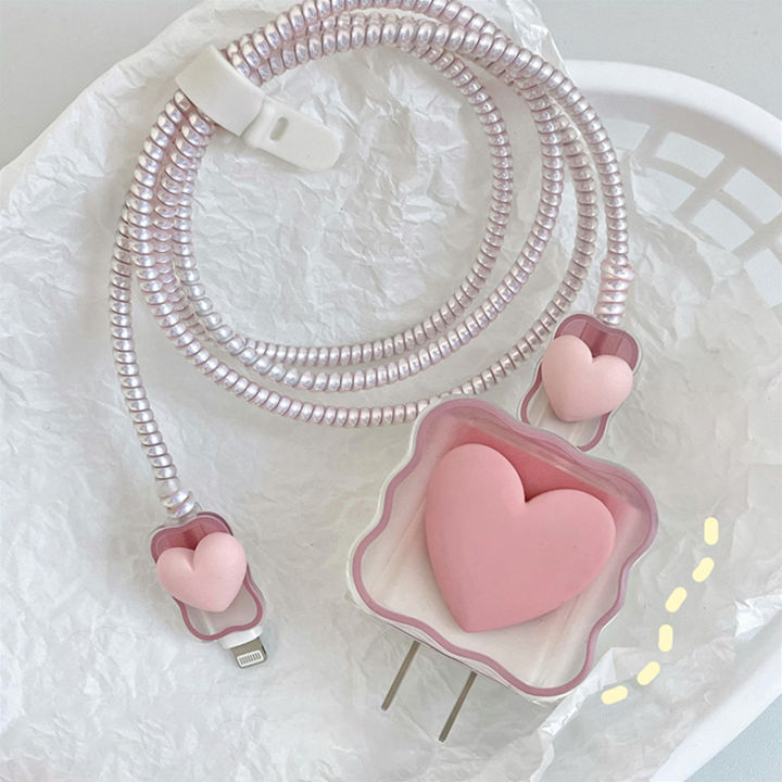 Peach Heart iPhone Charger Protector
