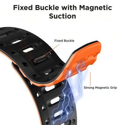 TwinLock Band for Apple Watch [42/44/45/49mm] – Dual Pin + Magnetic Lock | Arthritis-Friendly, Sweatproof Silicone Strap by India