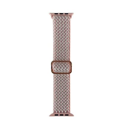 iWatch 42-44-45mm - Braided Nylon Elastic - Santa Barbara Leather Strap