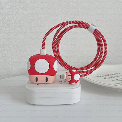 Iphone Charger Case Cover - Marioo Bros - 4 Piece Set (With Wire Protector)