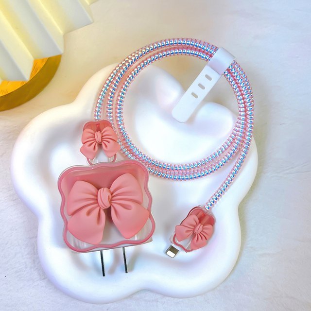 Peach Bow Charger Protector