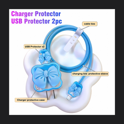 Sky Blue Cute Bow Charger Protector